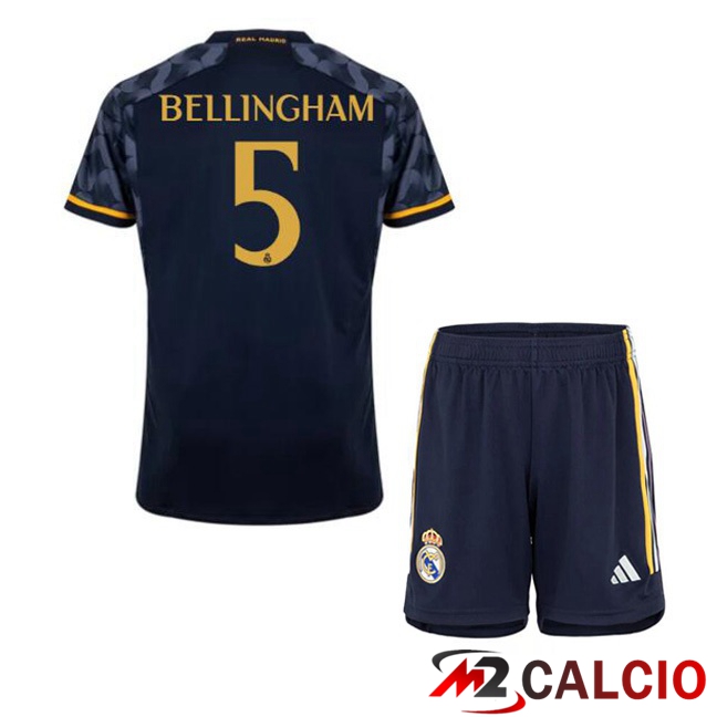 Maglie Calcio Real Madrid (Bellingham 5) Bambino Seconda Blu Reale 2023/2024