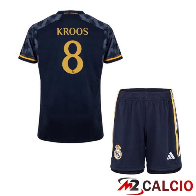 Maglie Calcio Real Madrid (Kroos 8) Bambino Seconda Blu Reale 2023/2024