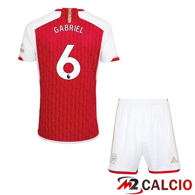 Maglie Calcio Arsenal (GABRIEL 6) Bambino Prima Rosso Bianco 2023/2024