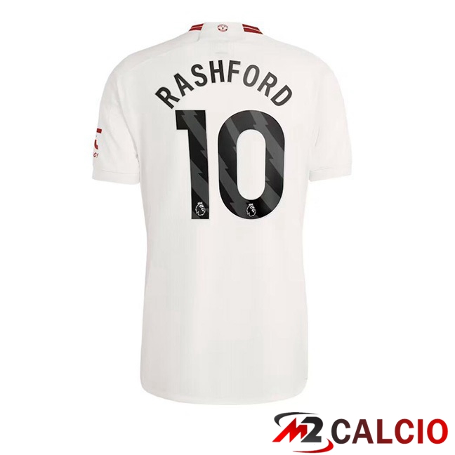 Maglie Calcio Manchester United (Rashford 10) Terza Bianco 2023/2024