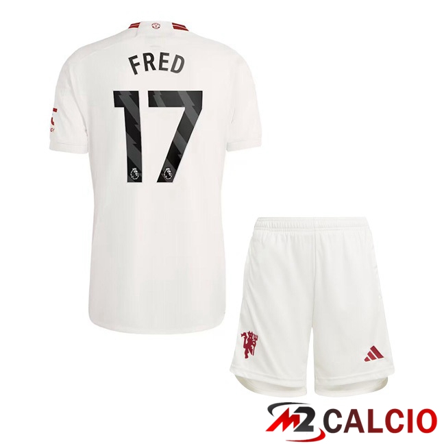 Maglie Calcio Manchester United (Fred 17) Bambino Terza Bianco 2023/2024