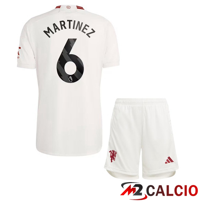 Maglie Calcio Manchester United (Martinez 6) Bambino Terza Bianco 2023/2024