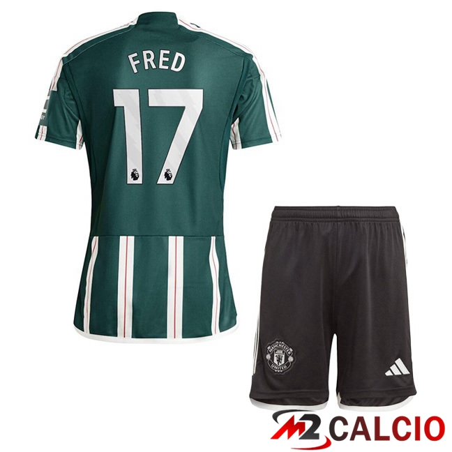 Maglie Calcio Manchester United (Fred 17) Bambino Seconda Verde 2023/2024