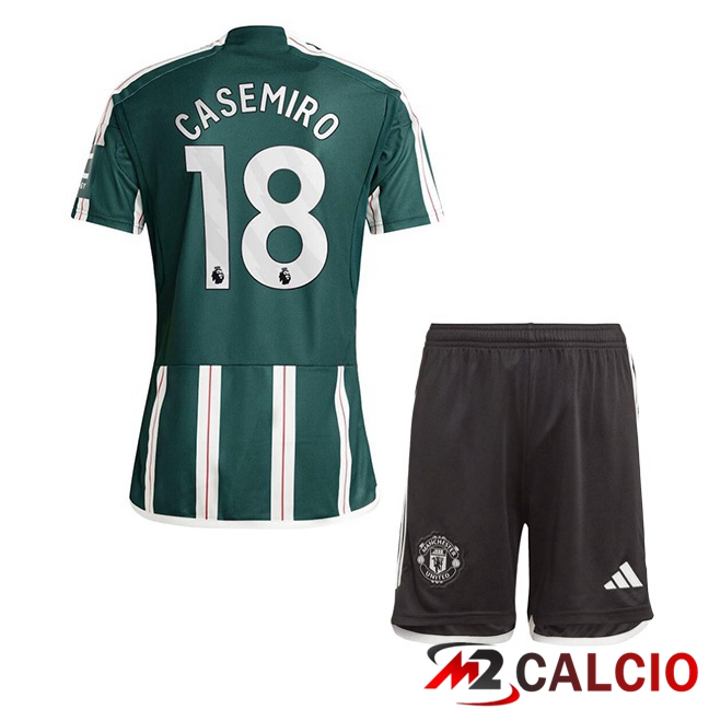 Maglie Calcio Manchester United (Casemiro 18) Bambino Seconda Verde 2023/2024