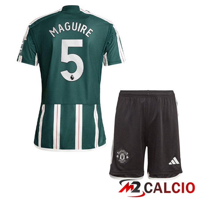 Maglie Calcio Manchester United (Maguire 5) Bambino Seconda Verde 2023/2024