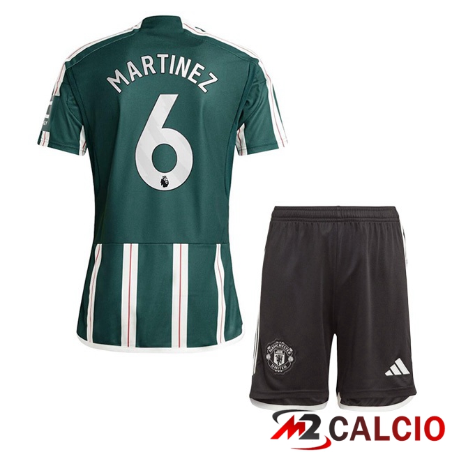 Maglie Calcio Manchester United (Martinez 6) Bambino Seconda Verde 2023/2024