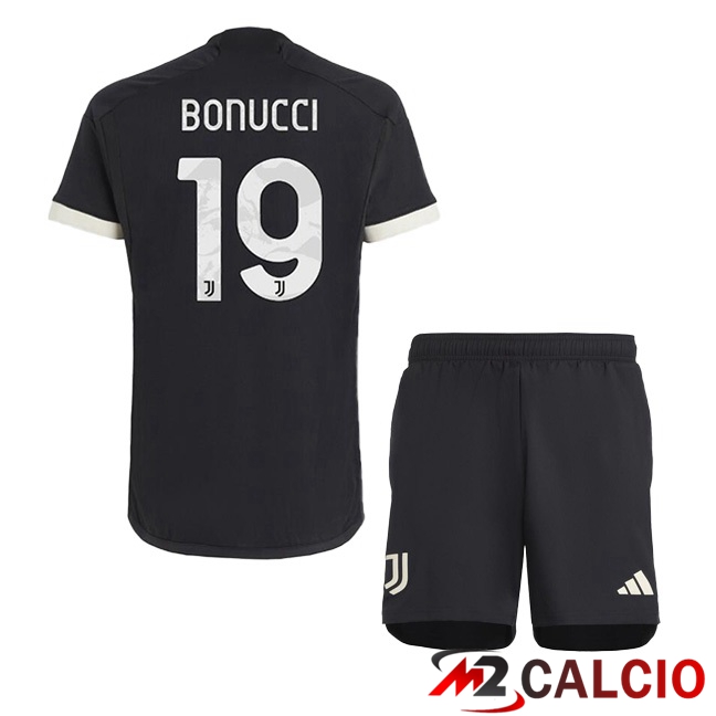 Maglie Calcio Juventus (BONUCCI 19) Bambino Juventus Terza Nero 2023/2024