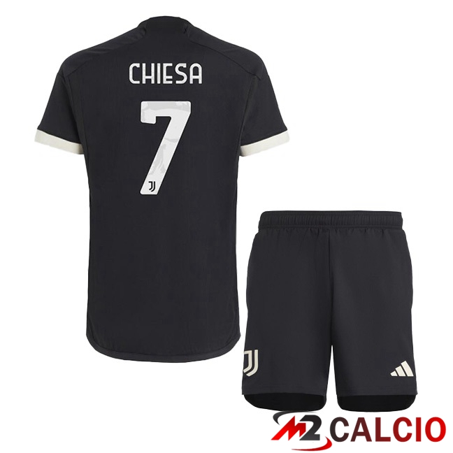Maglie Calcio Juventus (CHIESA 7) Bambino Juventus Terza Nero 2023/2024