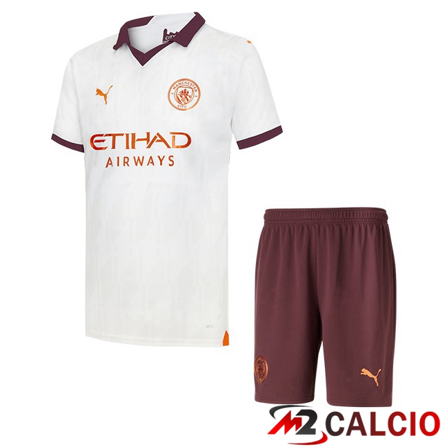 Maglie Calcio Manchester City Bambino Seconda Bianco 2023/2024