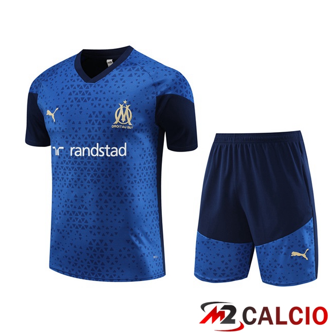 T Shirt Allenamento Marsiglia OM + Pantaloncini Blu Reale 2023/2024