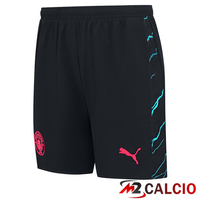 Pantaloncini Calcio Manchester City Terza Blu Nero 2023/2024