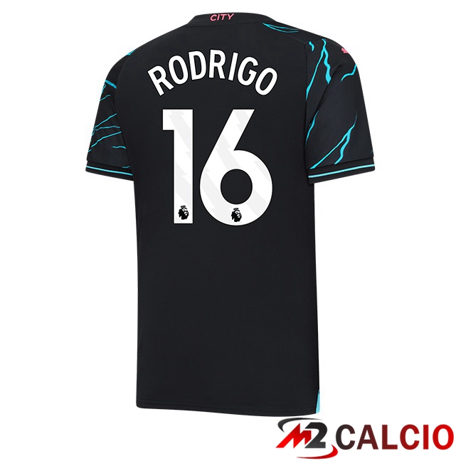 Maglie Calcio Manchester City (Rodrigo 16) Terza Blu Nero 2023/2024