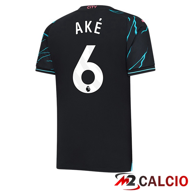 Maglie Calcio Manchester City (Nathan Ake 6) Terza Blu Nero 2023/2024