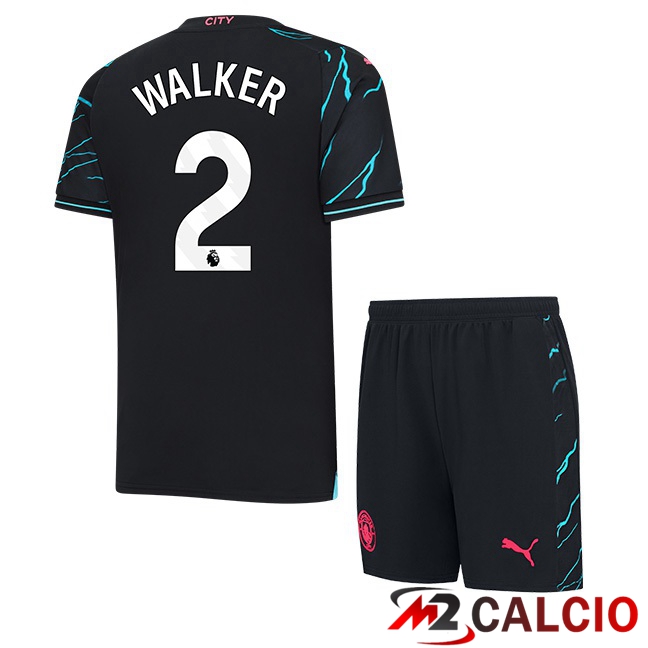 Maglie Calcio Manchester City (Kyle Walker 2) Bambino Terza Blu Nero 2023/2024