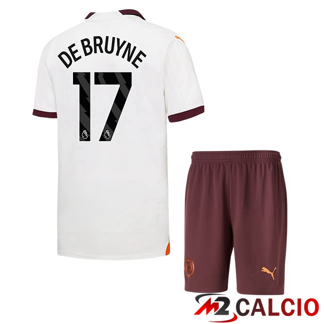 Maglie Calcio Manchester City (Kevin De Bruyne 17) Bambino Seconda Bianco 2023/2024
