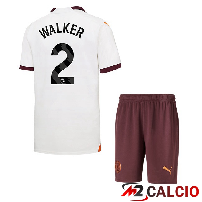 Maglie Calcio Manchester City (Kyle Walker 2) Bambino Seconda Bianco 2023/2024