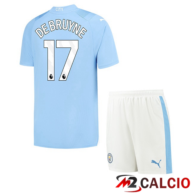 Maglie Calcio Manchester City (Kevin De Bruyne 17) Bambino Prima Blu 2023/2024