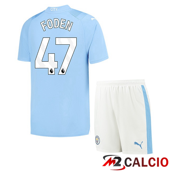 Maglie Calcio Manchester City (Phil Foden 47) Bambino Prima Blu 2023/2024