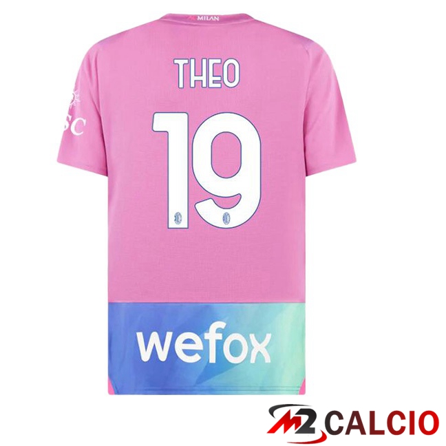 Maglie Calcio AC Milan (Theo 19) Terza Rosa 2023/2024