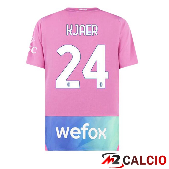 Maglie Calcio AC Milan (Kjaer 24) Terza Rosa 2023/2024