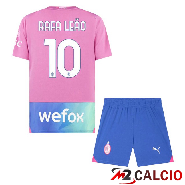 Maglie Calcio AC Milan (Rafa Leão 10) Bambino Terza Rosa 2023/2024