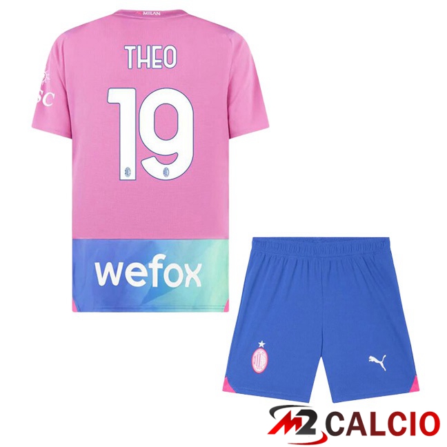 Maglie Calcio AC Milan (Theo 19) Bambino Terza Rosa 2023/2024