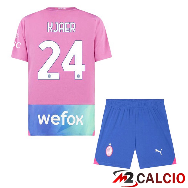 Maglie Calcio AC Milan (Kjaer 24) Bambino Terza Rosa 2023/2024