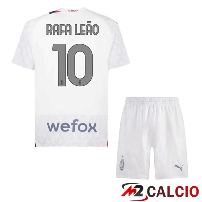 Maglie Calcio AC Milan (Rafa Leão 10) Bambino Seconda Bianco 2023/2024