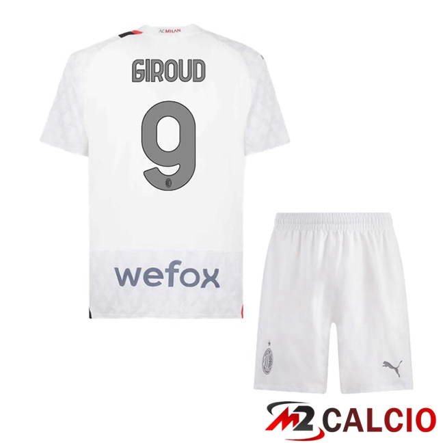 Maglie Calcio AC Milan (Giroud 9) Bambino Seconda Bianco 2023/2024