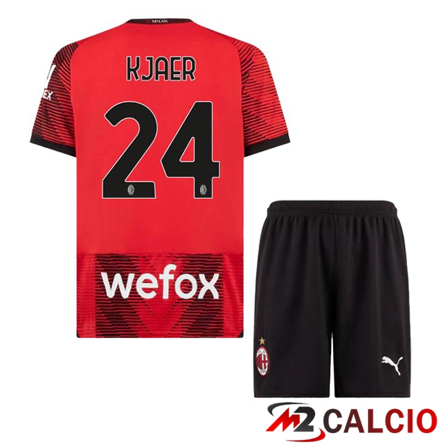 Maglie Calcio AC Milan (Kjaer 24) Bambino Prima Rosso 2023/2024