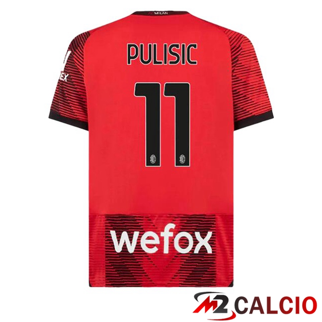 Maglie Calcio AC Milan (Pulisic 11) Prima Rosso 2023/2024
