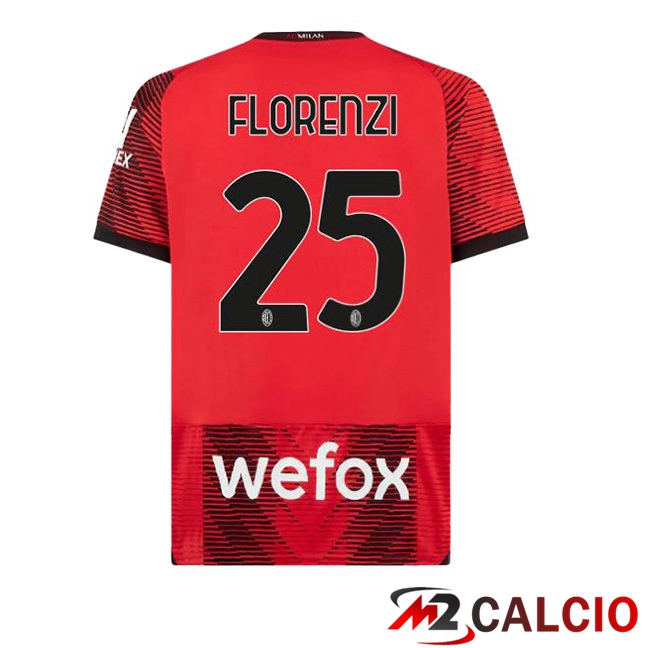 Maglie Calcio AC Milan (Florenzi 25) Prima Rosso 2023/2024