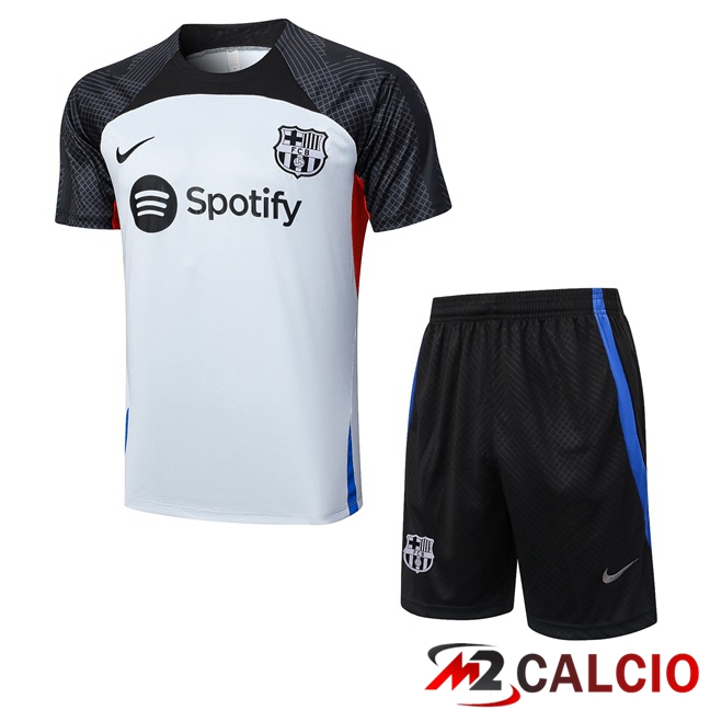 T Shirt Allenamento FC Barcellona + Pantaloncini Grigio 2023/2024