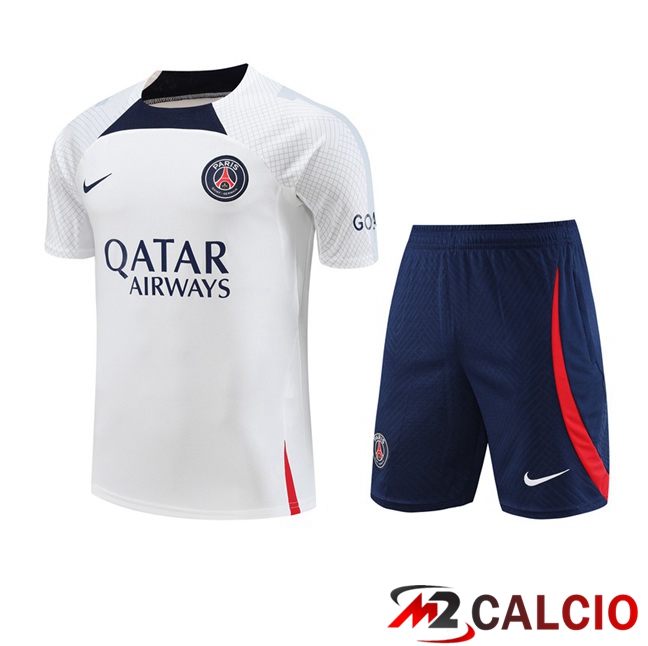 T Shirt Allenamento Paris PSG + Pantaloncini Bianco 2023/2024