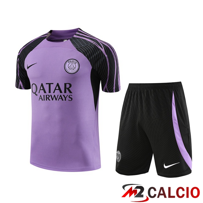 T Shirt Allenamento Paris PSG + Pantaloncini Viola 2023/2024