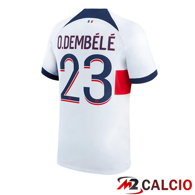 Maglie Calcio Paris PSG (O.Dembélé 23) Seconda Bianco 2023/2024