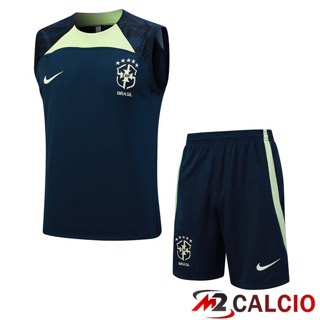 Canotta Calcio Brasile + Pantaloncini Blu Reale 2023/2024