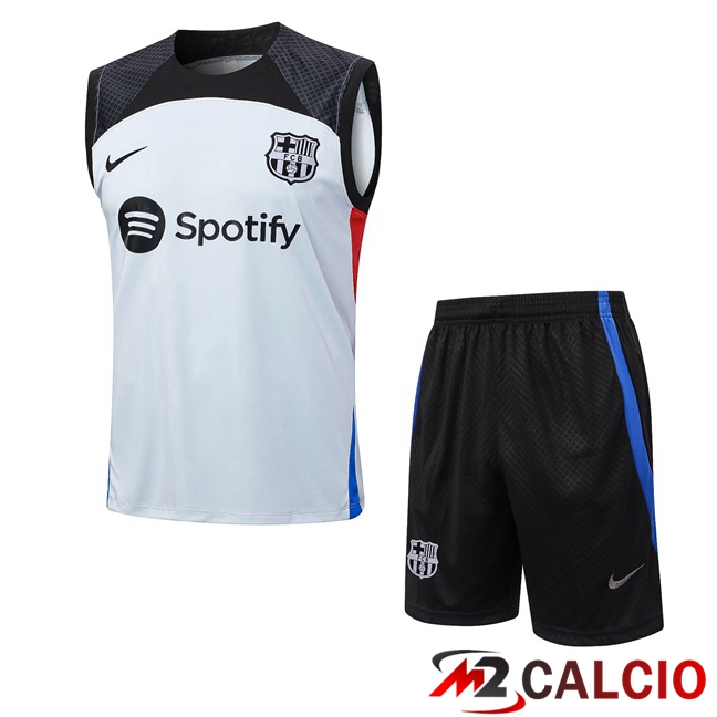Canotta Calcio FC Barcellona + Pantaloncini Grigio 2023/2024