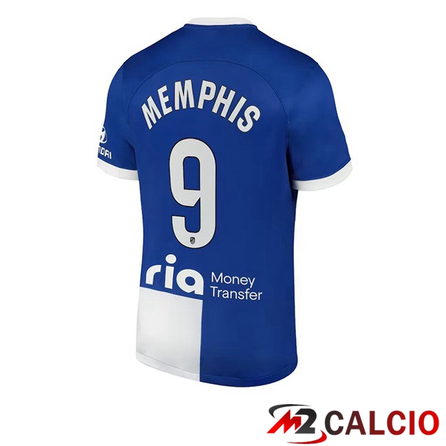 Maglie Calcio Atletico Madrid (Memphis 9) Seconda Blu 2023/2024
