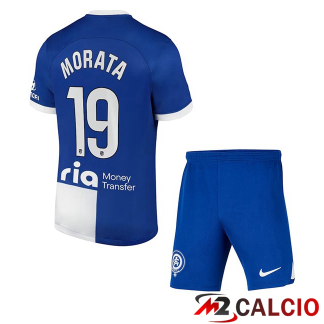 Maglie Calcio Atletico Madrid (Morata 19) Bambino Seconda Blu 2023/2024