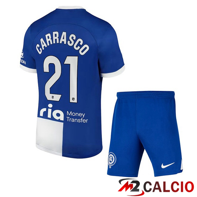 Maglie Calcio Atletico Madrid (Carrasco 21) Bambino Seconda Blu 2023/2024