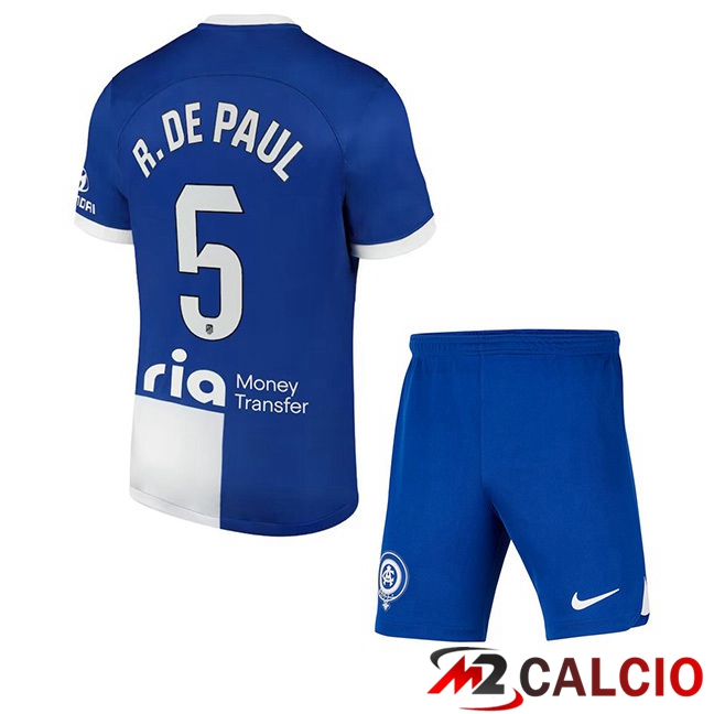 Maglie Calcio Atletico Madrid (R. De Paul 5) Bambino Seconda Blu 2023/2024