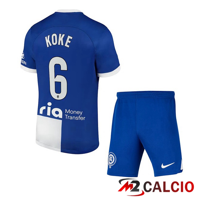 Maglie Calcio Atletico Madrid (Koke 6) Bambino Seconda Blu 2023/2024