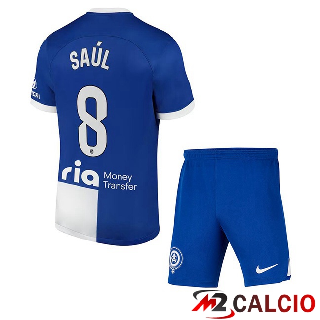 Maglie Calcio Atletico Madrid (Saúl 8) Bambino Seconda Blu 2023/2024
