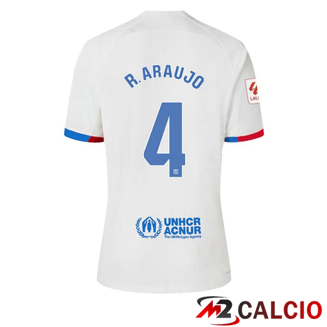 Maglie Calcio FC Barcellona (R. ARAUJO 4) Seconda Bianco 2023/2024