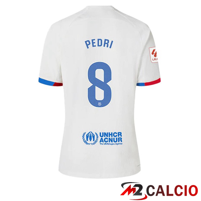 Maglie Calcio FC Barcellona (PEDRI 8) Seconda Bianco 2023/2024