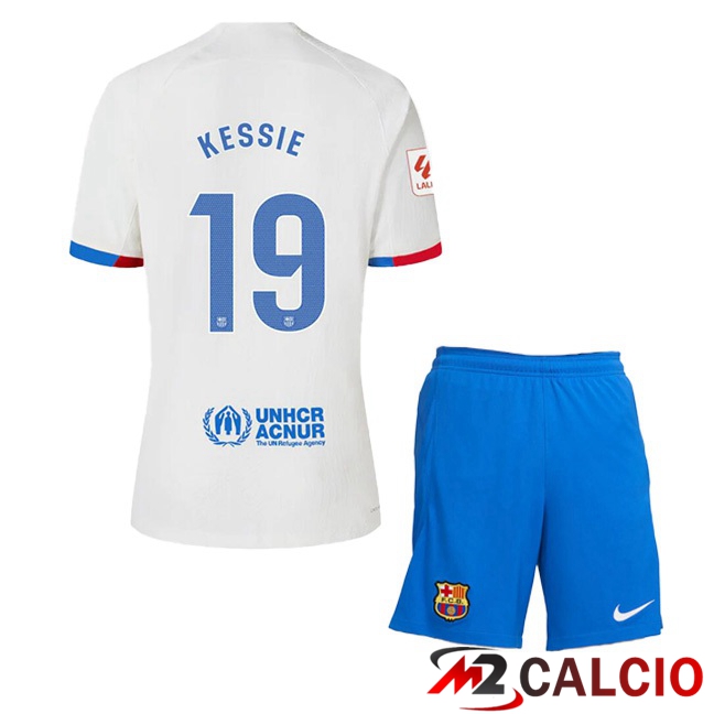 Maglie Calcio FC Barcellona (KESSIE 19) Bambino Seconda Bianco 2023/2024