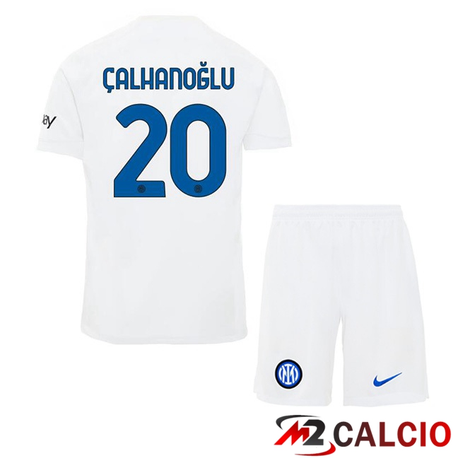 Maglie Calcio Inter Milan (ÇALHANOĞLU 20) Bambino Seconda Bianco 2023/2024