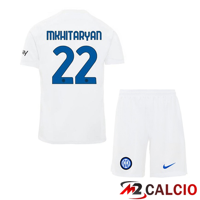 Maglie Calcio Inter Milan (MKHITARYAN 22) Bambino Seconda Bianco 2023/2024