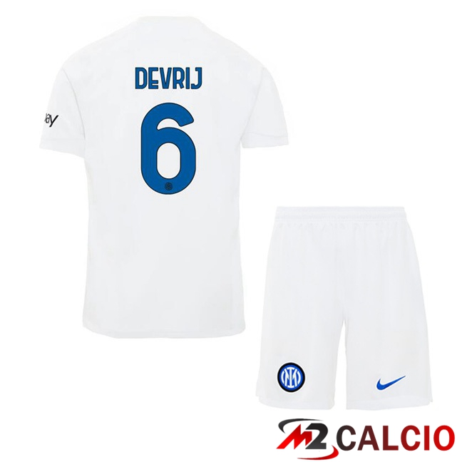 Maglie Calcio Inter Milan (DE VRIJ 6) Bambino Seconda Bianco 2023/2024